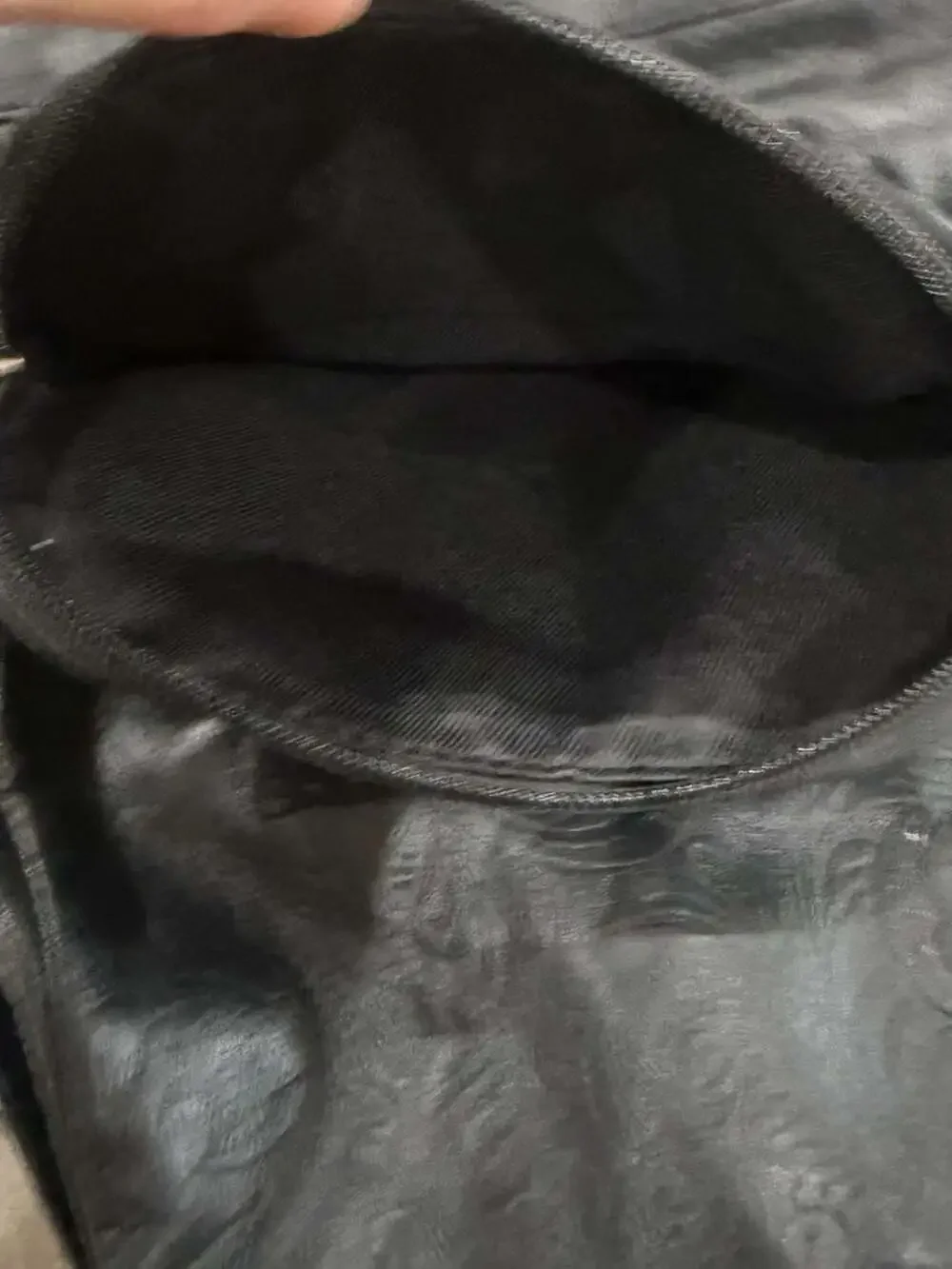 Great American Leather Works Black Leather Sling Backpack Embossed Floral Bag